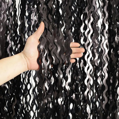 Black Foil Fringe Curtains Party Decorations - Image 3