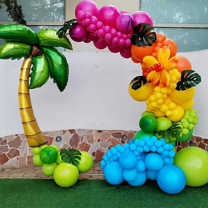 HILAVO Tropical Balloons 12 Inch Summer Hawaiian Hot Pink Orange Teal Yellow - Image 5