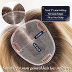 starluck Human Hair Toppers for Women with Thinning Hair, 14 Inch Real Hair Topper, 4.6x4 Inch SilkHug Swiss Lace Base Hairpiece, With Bangs (Ombre Blonde)