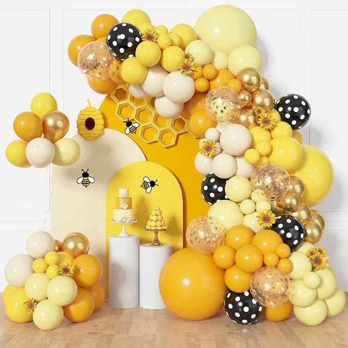 Amandir 153pcs Bee Balloon Arch Garland Kit Different Sizes | 18 12 10 5 inch by Amandir