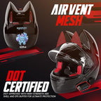 Custom Kitty Cat Ear Automotive Motorcycle Biker Helmet with Bluetooth | for Moped | Bike | Vespa | Scooter | ATV | Quad | Dirtbike | DOT FMVSS218 Approved and Certified
