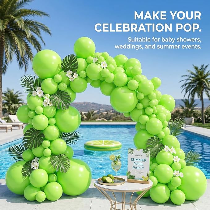 114pcs Lime Green Balloons, 18/12/10/5inch Light Green Latex Party Balloons | - Image 6