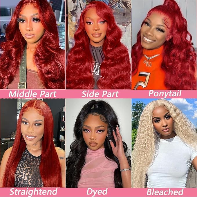 Reddish Brown Lace Front Wig 13X6 Body Wave Lace Front Wigs Human Hair Pre Plucked with Baby Hair 33# Colored Red Wig 180% Density for Women 26Inch