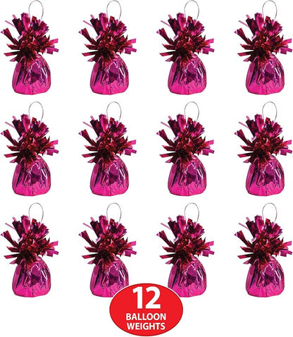 Beistle Metallic Wrapped Balloon Weight – 12 Pack, Cerise Pink Balloon - Image 4