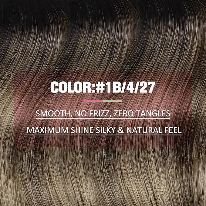 YoungSee Tape in Hair Extensions Real Human Hair Balayage Tape in Hair Extensions Black Ombre Brown with Blonde Tape in Extension Remy Hair Short 12In 20pcs 30g for Adding Volume