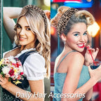 VELSCRUN Headbands for Women 7 Pcs Different Leopard Color Knotted Solid Pearl Head Bands Non Slip Hair Band Stuff for Teen Girls Womens Trendy Fashion Diademas Para Mujer Hair Accessories