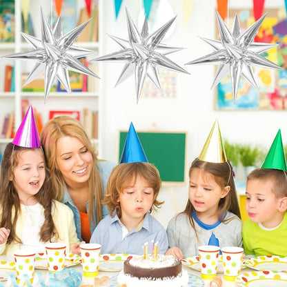 60 Pcs Star Balloons Explosion 12 Point Foil Cone Balloons Magic Balloon Large - Image 3