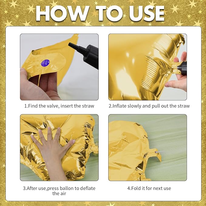 Metal Gold Star Balloons, 18 Inch 10 Pcs Metallic Gold Star Shape Foil Balloon - Image 3