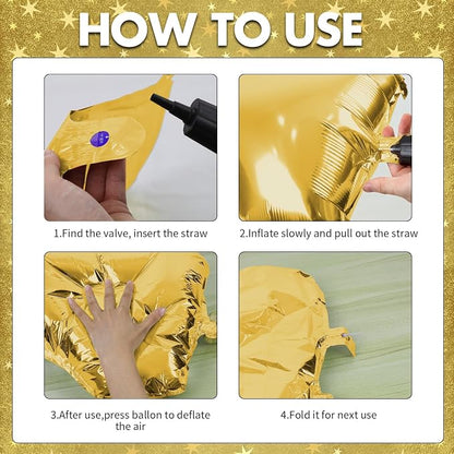 Metal Gold Star Balloons, 18 Inch 10 Pcs Metallic Gold Star Shape Foil Balloon - Image 3