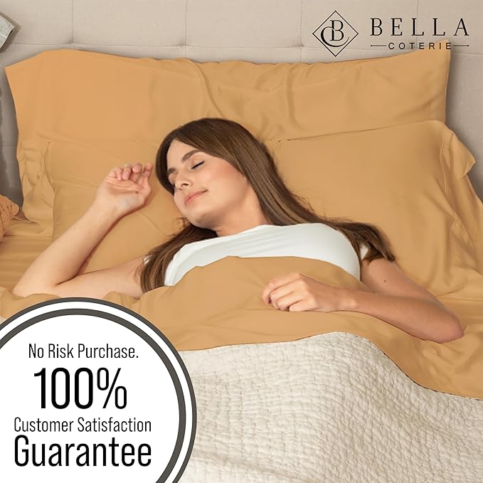 Bella Coterie | Luxury Bamboo Viscose Standard Size Pillowcase Set | 100% Organically Grown | Ultra Soft | Cooling | 2 Pcs [Marigold]