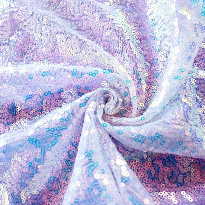 Sugargirl Mermaid Lavender Sequin Backdrop Curtain 4 Panels 2FTx8FT Glitter - Image 6