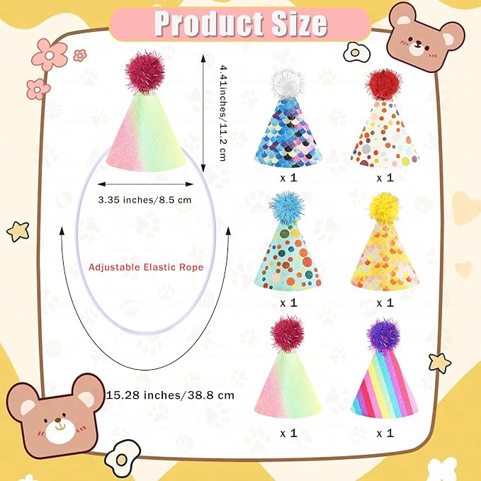 CANREVEL Mini Party Hats for Stuffed Animals Headwear, Birthday Hats - Image 2