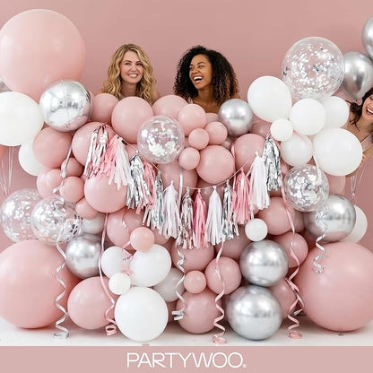 PartyWoo Dusty Pink Balloons 140pcs Lilac Pink Color 18 12 10 5 Inch | 18 12 10 - Image 5