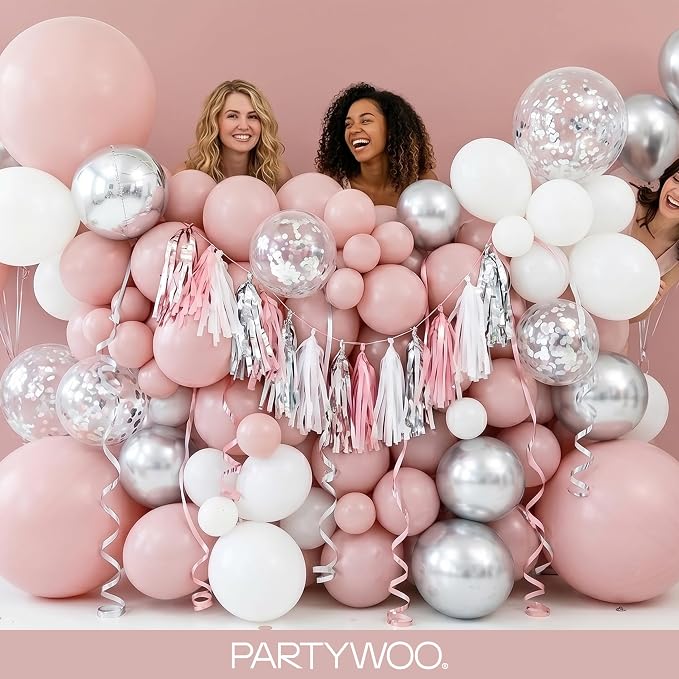 PartyWoo Dusty Pink Balloons 120pcs Lilac Pink Color 18 12 10 5 Inch | 18 12 10 - Image 5
