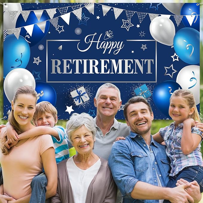 Blulu Retirement Party Decorations, Extra Large Fabric Retire Sign Banner Photo - Image 6