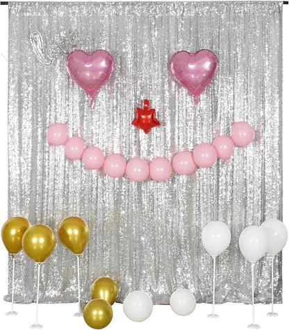 Poise3EHome Silver Backdrop, 8FT x 10FT Silver Sequin Photography Backdrop - Image 5