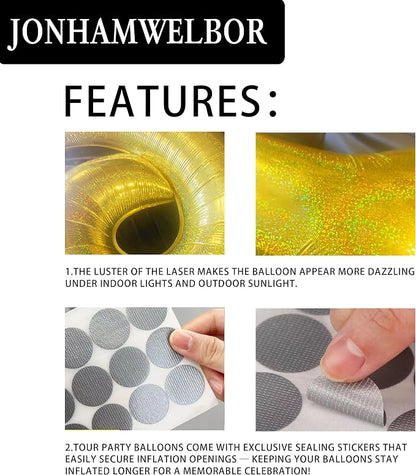 Jonhamwelbor 40 Inch Laser Gold Number 3 Balloon Foil Mylar Giant Balloon - Image 4