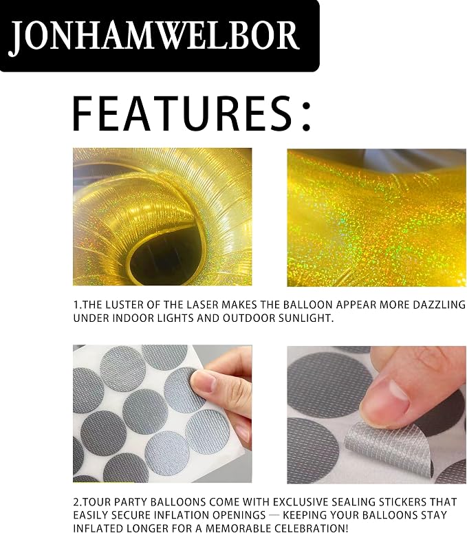 Jonhamwelbor 40 Inch Laser Gold Number 8 Balloon Foil Mylar | Giant Balloon - Image 4