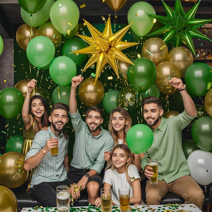 KARLURE Green and Gold Balloon Arch Kit Garland - Image 5