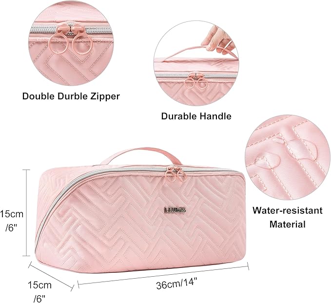Leudes Hair Tools Travel Bag For Dy son Airwrap Hair Dryer Shark Flex Style Carrying Case Travel Makeup Bag Portable Pouch Open Flat Packing Organizers with Divider and Handle (Pink)