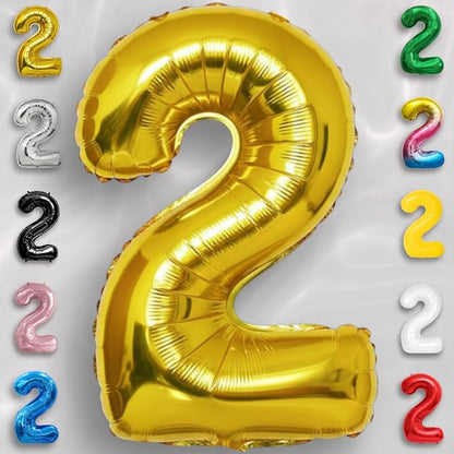 Gold Number Balloon 2 Mylar Foil Balloons 40 inch - Image 6