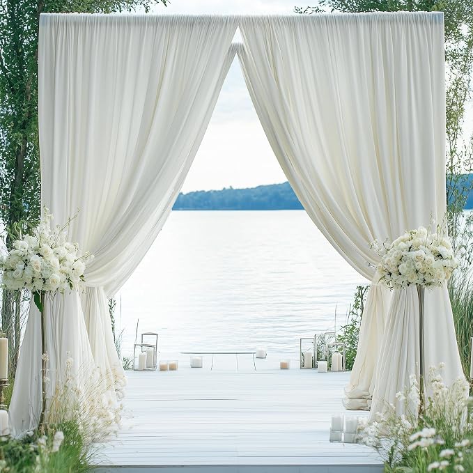 30×14ft Wrinkle Free Ivory Backdrop Curtain, Soft Silky Easy to Drape Cream - Image 6