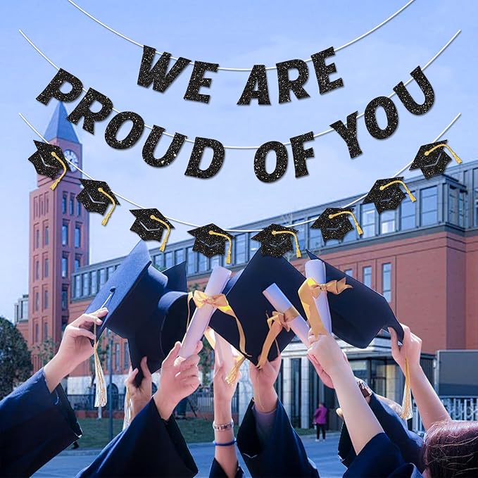 We Are So Proud of You Banner Pre-strung Black Graduation Decorations Class of - Image 4