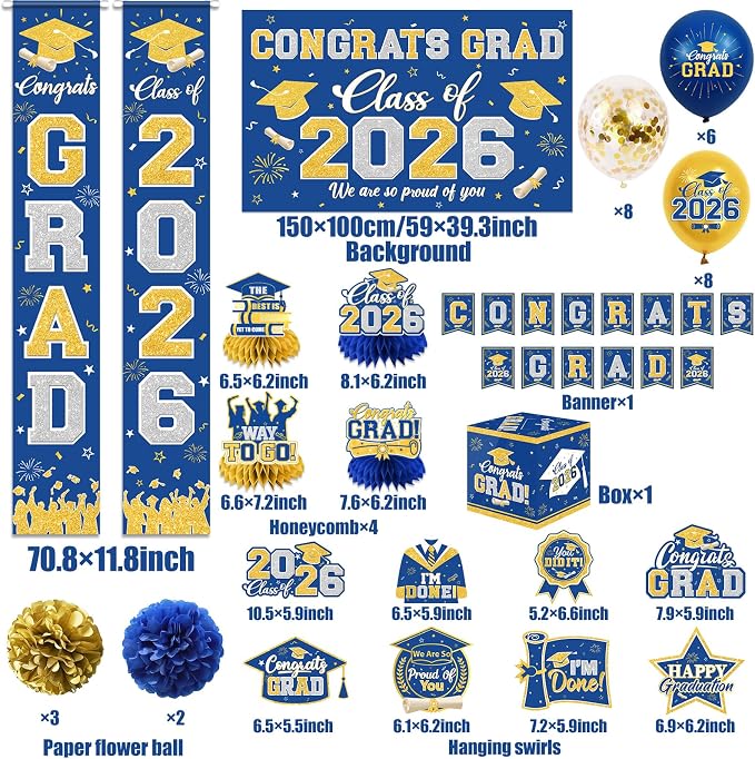 Graduation Decorations Class of 2026 Blue and Gold Graduation Decorations - Image 5