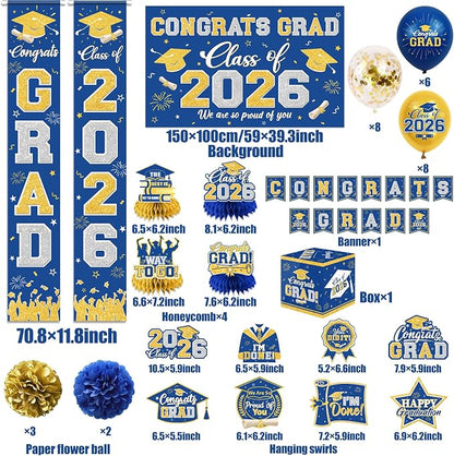Graduation Decorations Class of 2026 Blue and Gold Graduation Decorations - Image 5