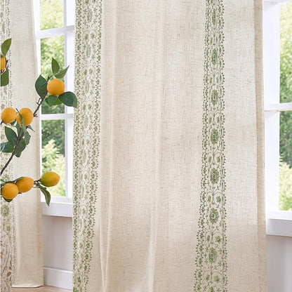 jinchan Floral Linen Curtains by JINCHAN
