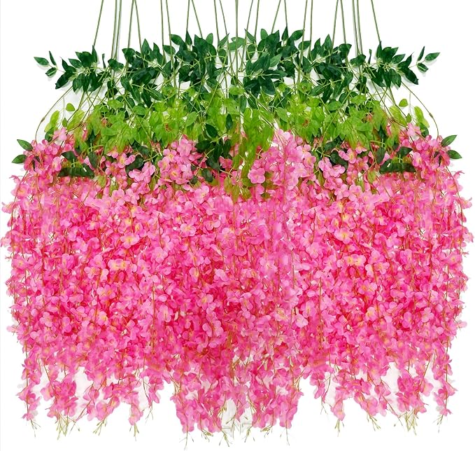 Artificial Wisteria Hanging Flowers-Fake Wisteria Flower Garland Silk Vines by WONICE
