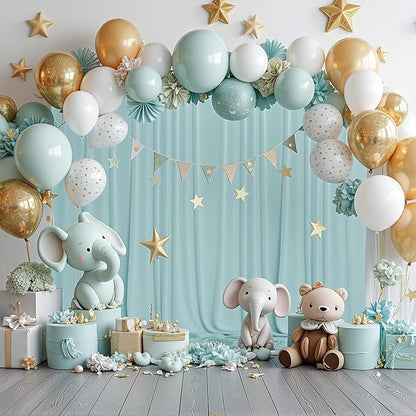 Light Green Backdrop for Parties Wedding Cyan Backdrop Curtains Rod Pocket - Image 7