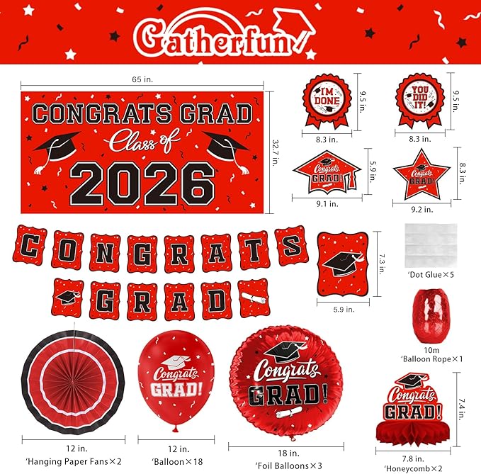 Red Themed 2026 Graduation Decorations Set - Image 2