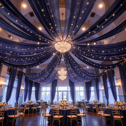 6 Panels Navy Blue Ceiling Drapes - Image 2