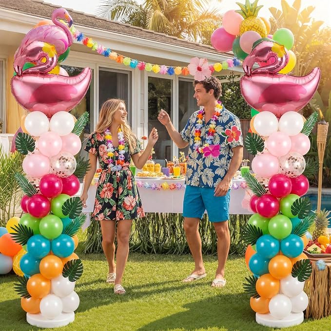 Hungdao 2 Sets Tropical Flamingo Balloon Column Stand Kit 6.5 ft Adjustable - Image 6
