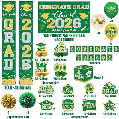 Graduation Decorations Class of 2026 Green and Gold Graduation Decorations - Image 5