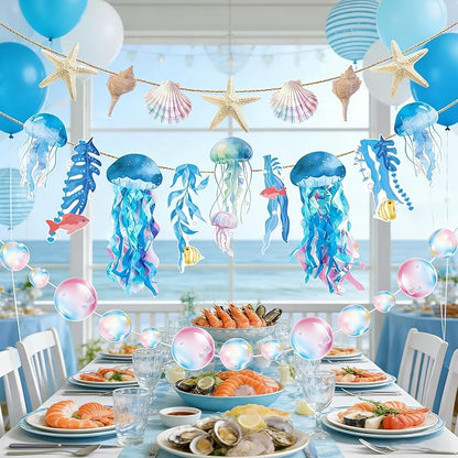 SUNBEAUTY Starfish Seashell Banner Under The Sea Party Decoration Jellyfish - Image 7