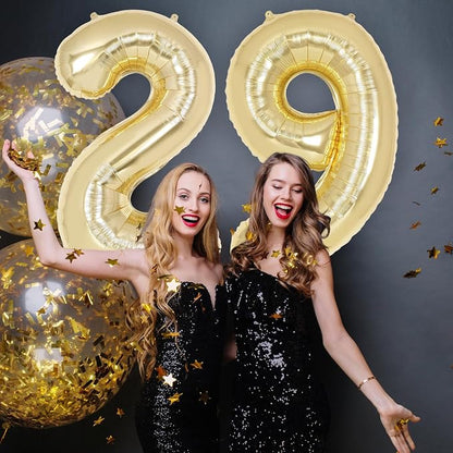 Champagne Gold Large Number 9 Balloon, 40 Inch Light Gold Foil Helium Number - Image 5