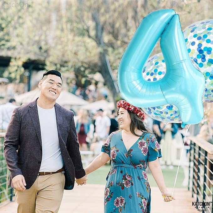 KatchOn Light Blue 4 Balloon Number 40 Inch | 4 Foil Balloon, Light Blue Four - Image 7