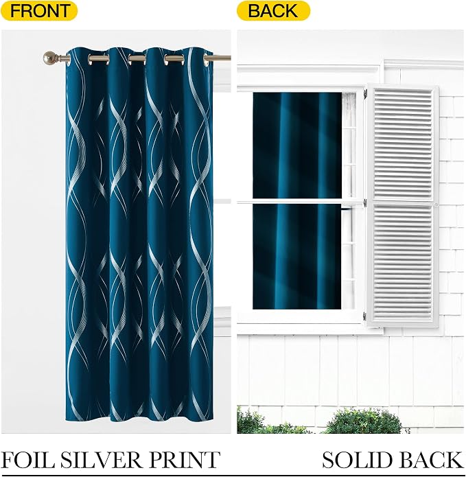 NICETOWN Moroccan Blue Blackout Curtains 84 inch Long - Image 7