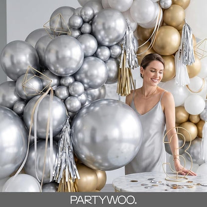 PartyWoo Silver Balloons 145pcs Different Sizes of 18 12 10 5 Inch | Balloons - Image 9