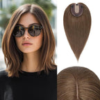 Rich Choices Hair Toppers for Women Real Human Hair 100% Human Remy Toppers NO Bangs for Women with Thinning on Top Clip in Hairpiece 4"x4.7"Lace Base 10 Inch #4R Natural Brown
