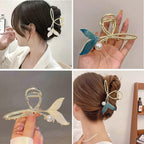 Pearl Large Hair Claw Clips, 2Pcs Strong Metal Clips for Thick and Long Hair
