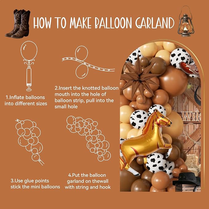 104pcs Western Cowboy Balloon Garland Arch Kit - Image 4