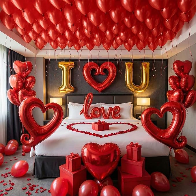 I Love You Balloons for Him/Her Balloons Red gold romantic balloon kit by KozeeBalloons%E2%80%94%E2%80%94ColorMatters