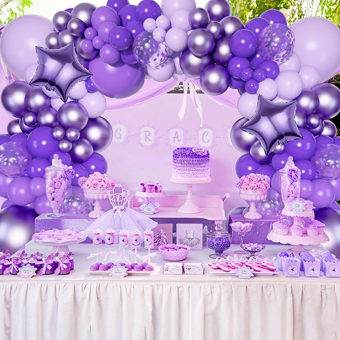 Purple Balloons Arch Garland Kit | Different Sizes Dark Light Purple Latex - Image 4