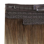 RUNATURE Wire Hair Extensions Real Human Hair 18 Inch, 80g One Piece, Invisible Wire Hair Extensions Brown Balayage, Long Hair Extension for Women, Add Hair Thickness #3/8/22 Brown Ombre Blonde