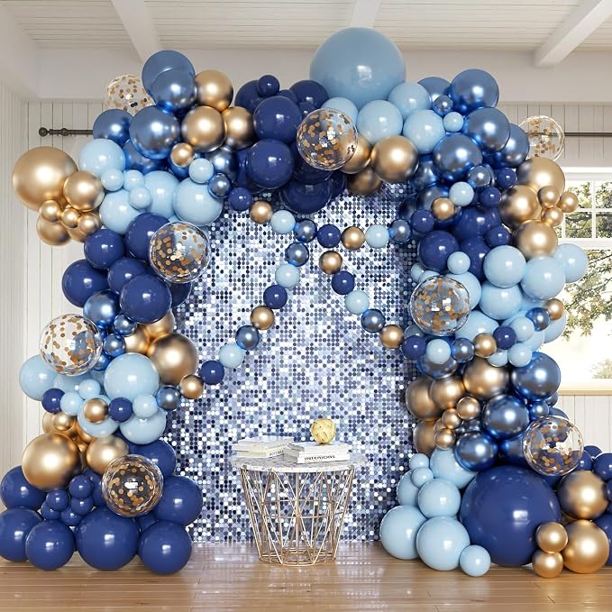 Navy Blue and Gold Balloons Arch Kit by Anhiy