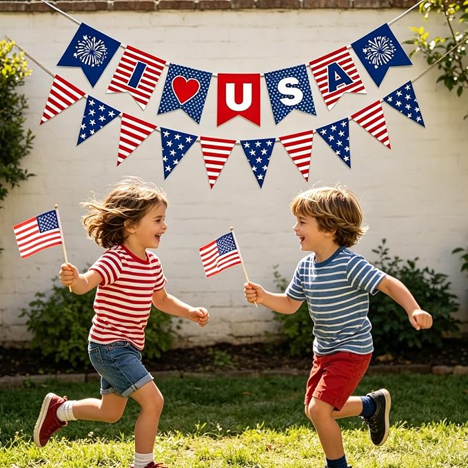 Patriotic Banner 4th of July Decorations, Stars and Stripes Flag Bunting - Image 5