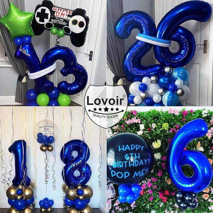 Navy Blue 17 Number Balloons, 40 Inch Giant Number 17 Balloons Foil Mylar - Image 7
